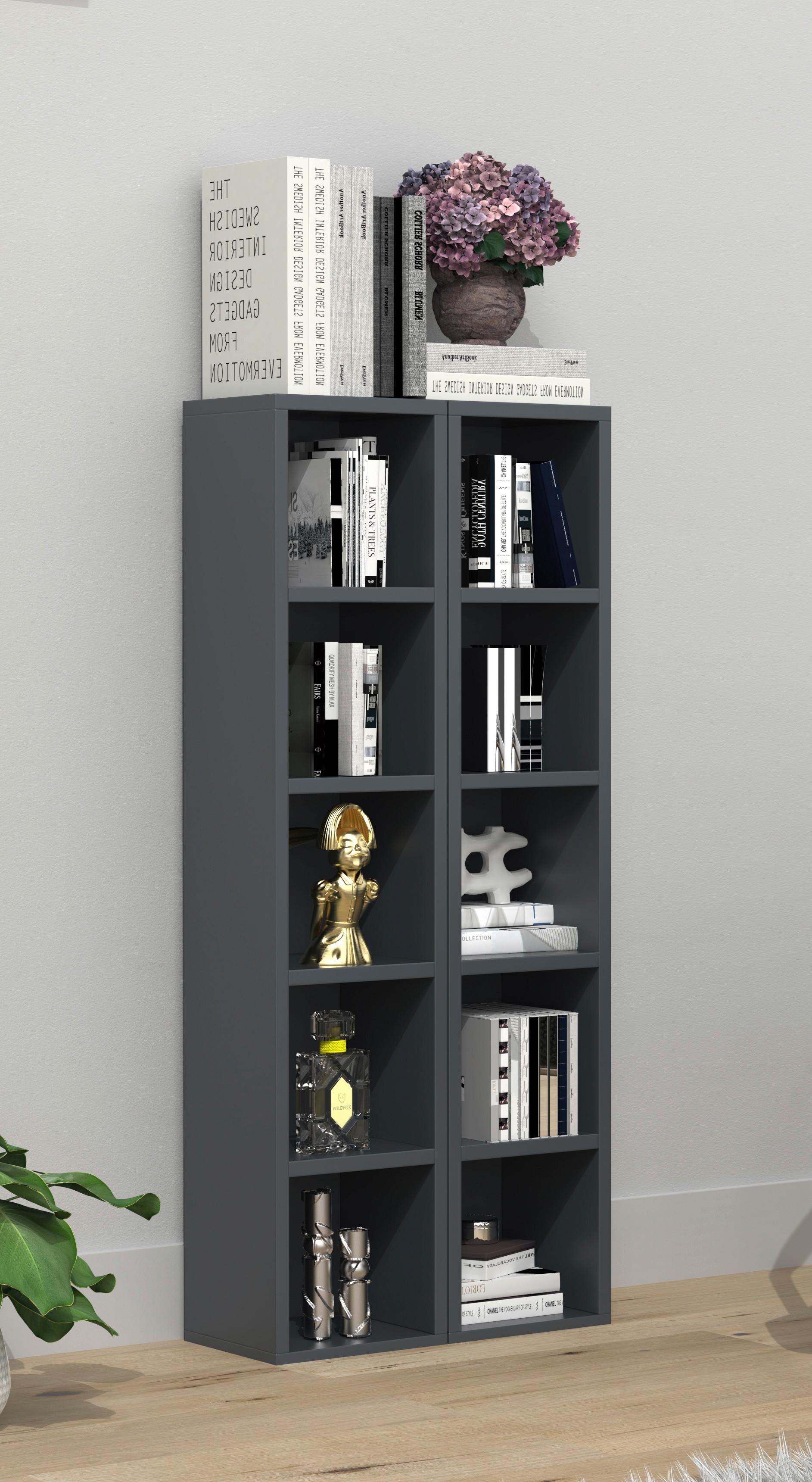 CD-Regal Megosa Anthrazit B: 40 cm - Anthrazit, Design, Holzwerkstoff (40/94/17cm) - MID.YOU