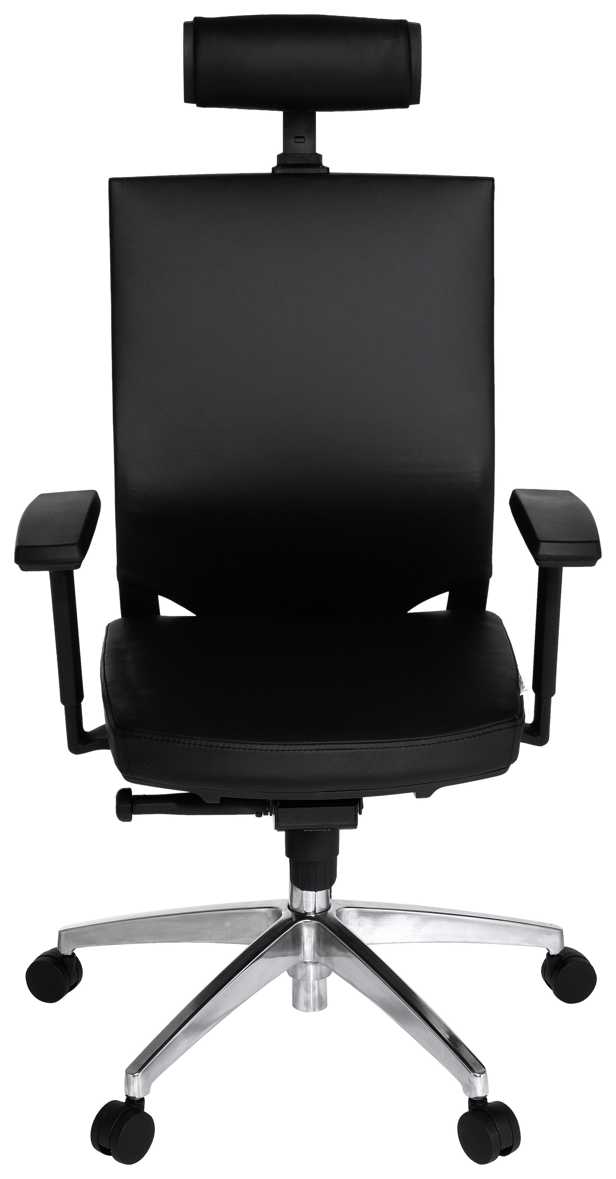 Drehstuhl Porto Max High Schwarz - Alufarben/Schwarz, MODERN, Leder/Kunststoff (59/117/49cm) - MID.YOU
