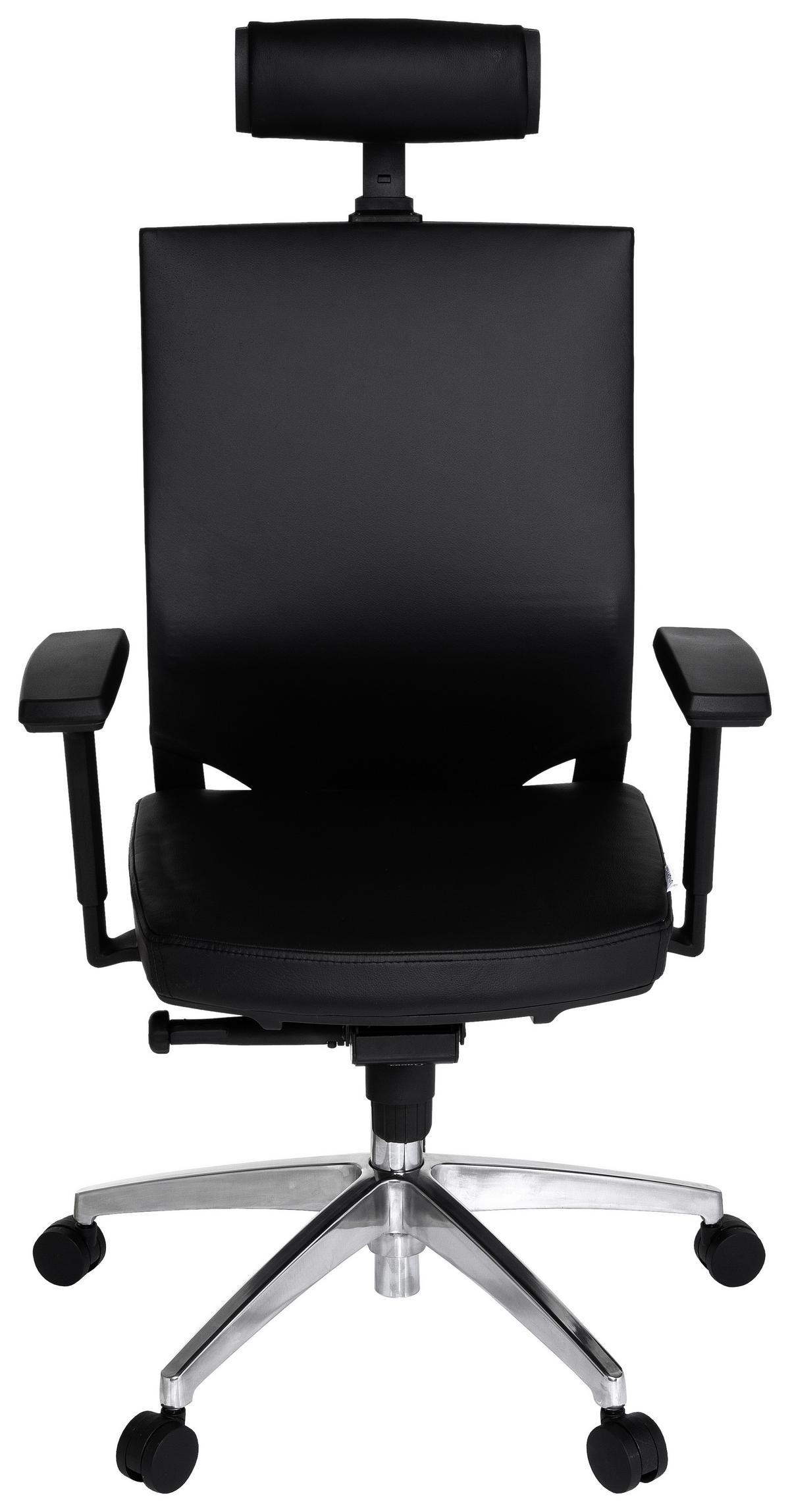 Drehstuhl Porto Max High Schwarz - Alufarben/Schwarz, MODERN, Leder/Kunststoff (59/117/49cm) - MID.YOU