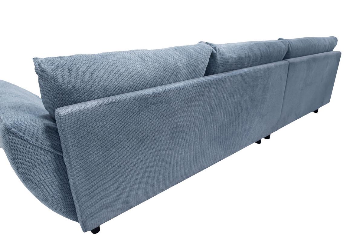 Ecksofa Biarritz Blau, Schenkel: 205x324 cm - Blau/Schwarz, Design, Textil (205/324cm) - Livetastic