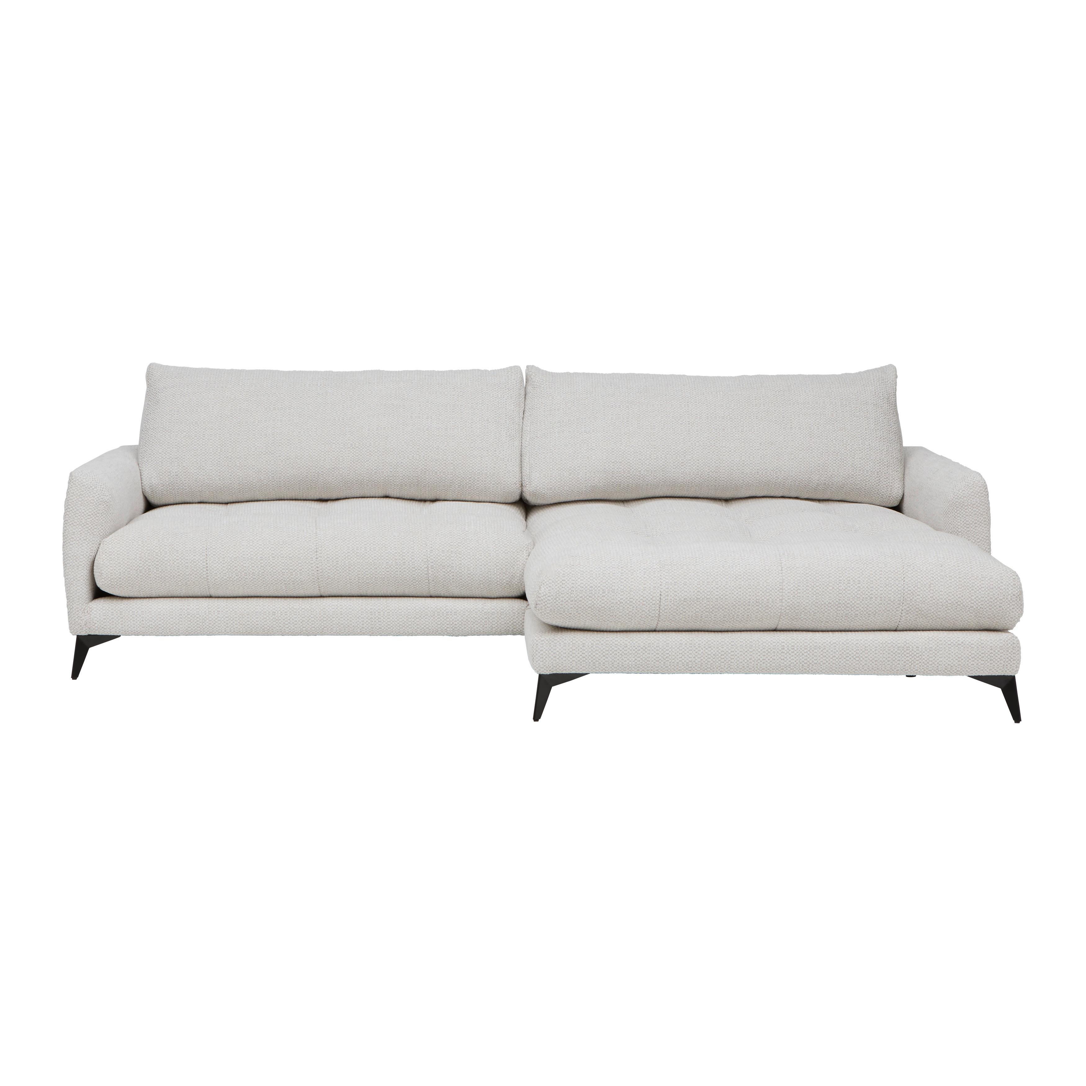 Rohová sedačka BRUCE, pravá, sivobiela - čierna/sivobiela, kov/textil (273/161cm) - Mömax