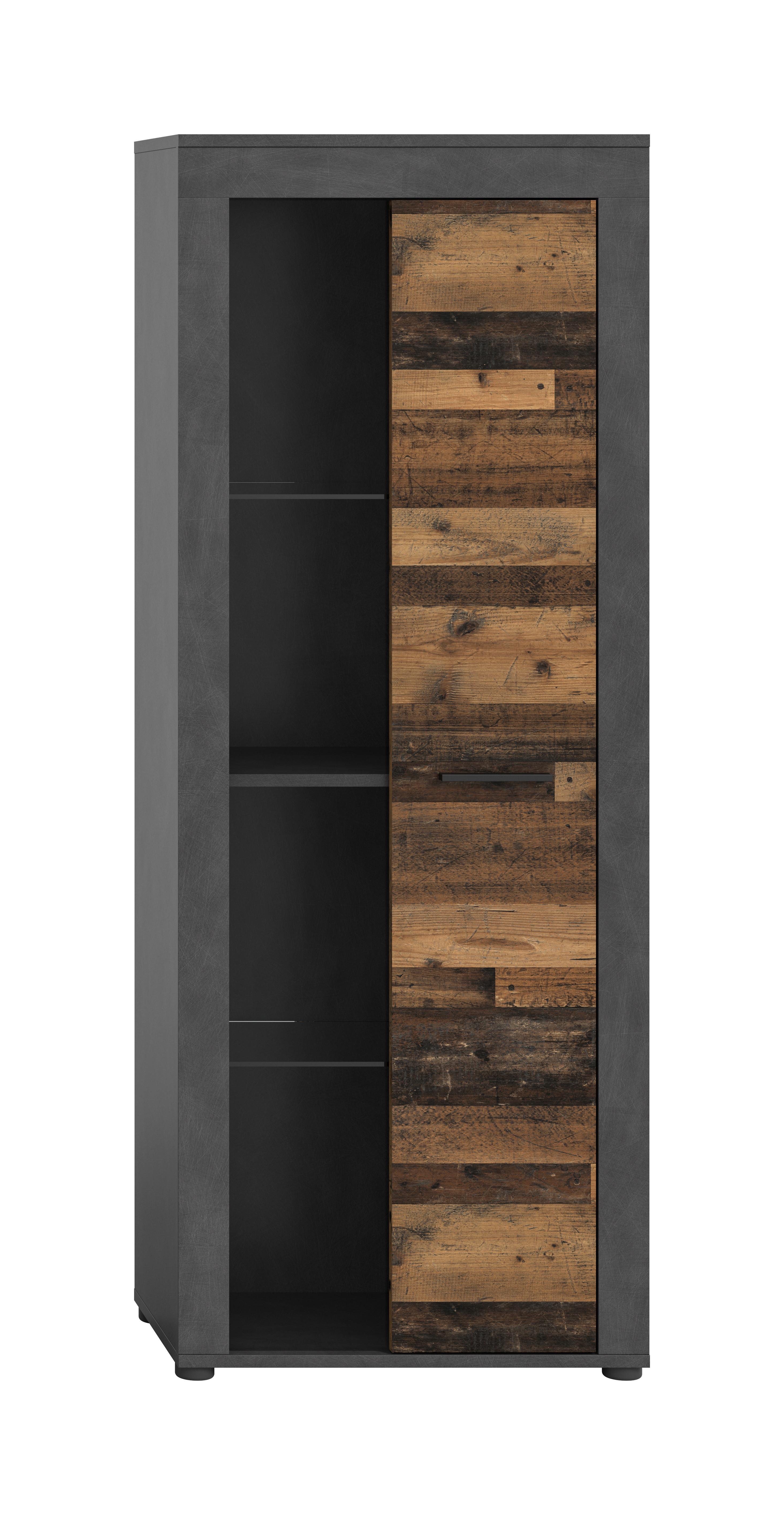 Vitrine Jam Anthrazit/naturfarben B: 60 Cm - Anthrazit/Schwarz, Design, Glas/Holzwerkstoff (60/159/35cm) - MID.YOU