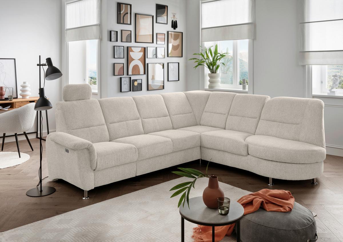 Ecksofa Mit Relaxfunktion Parole Beige Chenille - Chromfarben/Beige, MODERN, Textil (275/236cm) - Livetastic