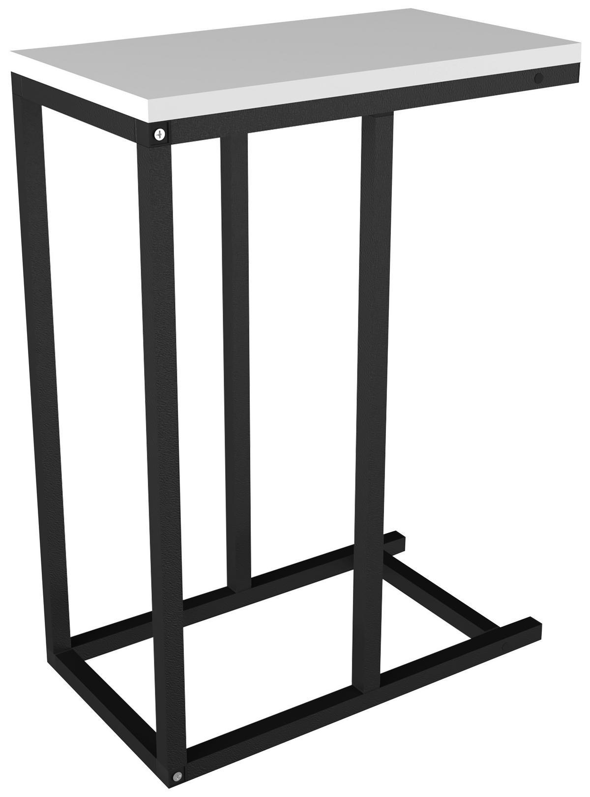 Beistelltisch Insasi Schwarz, Weiß L: 46 cm - Schwarz/Weiß, Design, Holzwerkstoff/Metall (46/26/63cm) - MID.YOU