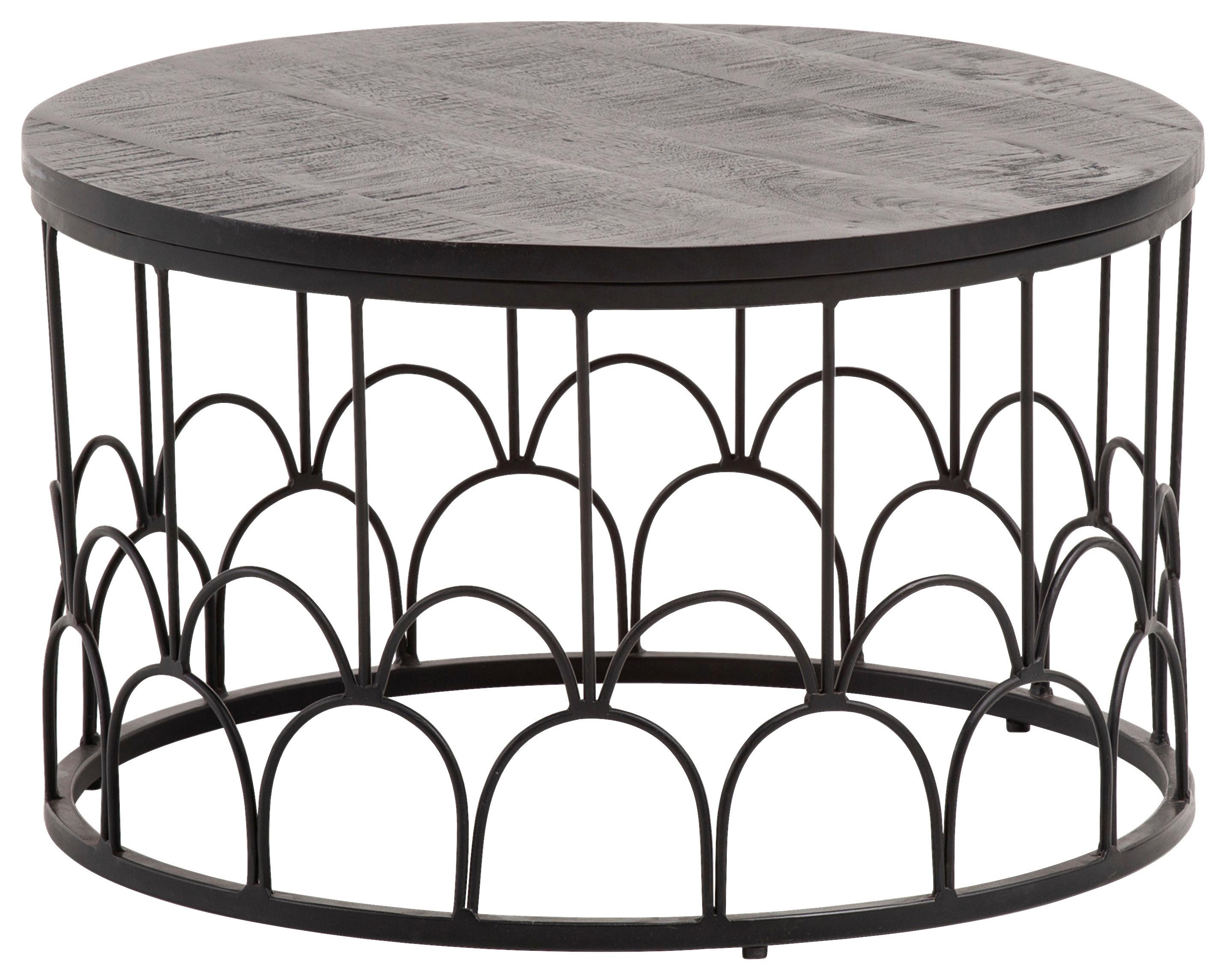 Konferenčný stolík mangové drevo - čierna, Design, kov/drevo (60/36/60cm) - MID.YOU