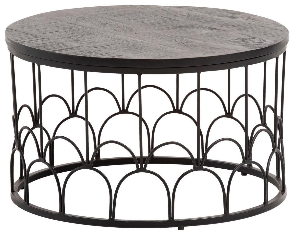 Konferenčný stolík mangové drevo - čierna, Design, kov/drevo (60/36/60cm) - MID.YOU