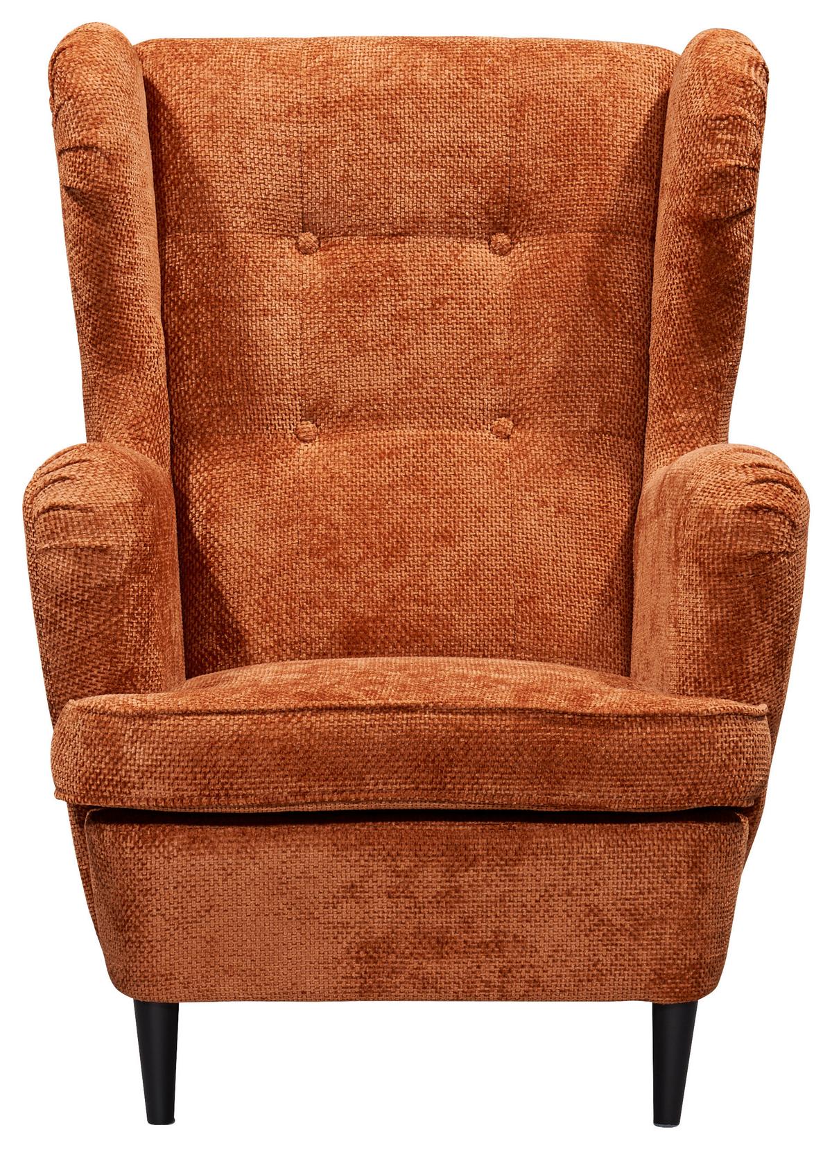 Ohrensessel Oskar Terracotta B: 78 cm - Terracotta/Schwarz, KONVENTIONELL, Textil (78/102/98cm) - MID.YOU