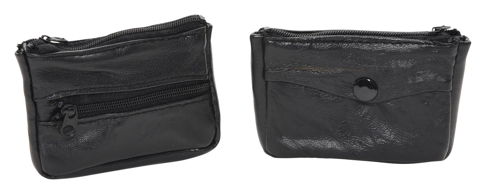 Schlüsselanhängertasche Schwarz mit Geldfach Leder - Schwarz, KONVENTIONELL, Leder (7/11cm)