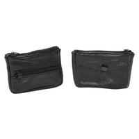 Schlüsselanhängertasche Schwarz mit Geldfach Leder - Schwarz, KONVENTIONELL, Leder (7/11cm)