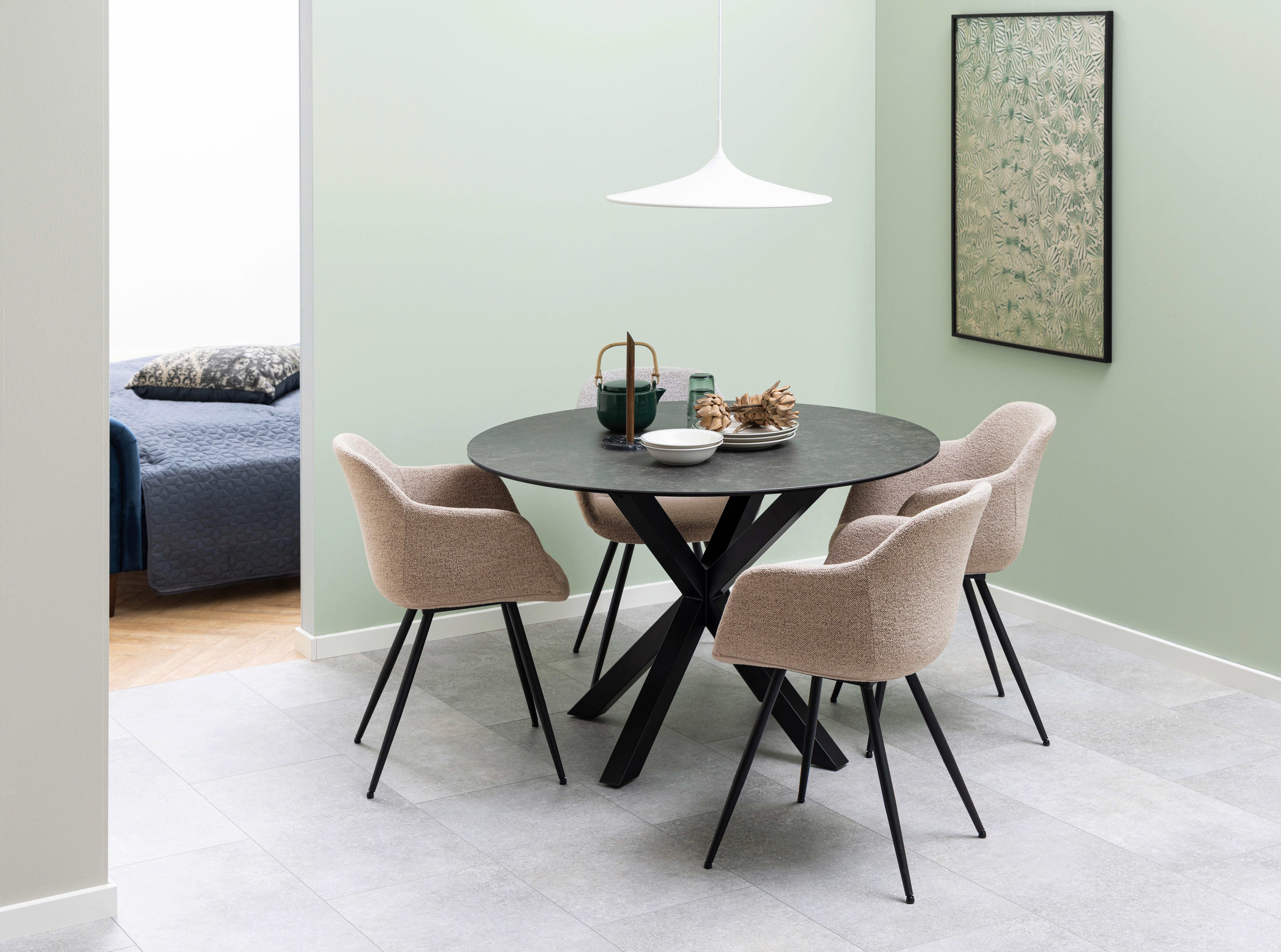 Esstisch Rund Heaven 119x75,5 cm Schwarz - Schwarz, MODERN, Keramik/Metall (119/119/75,5cm) - MID.YOU