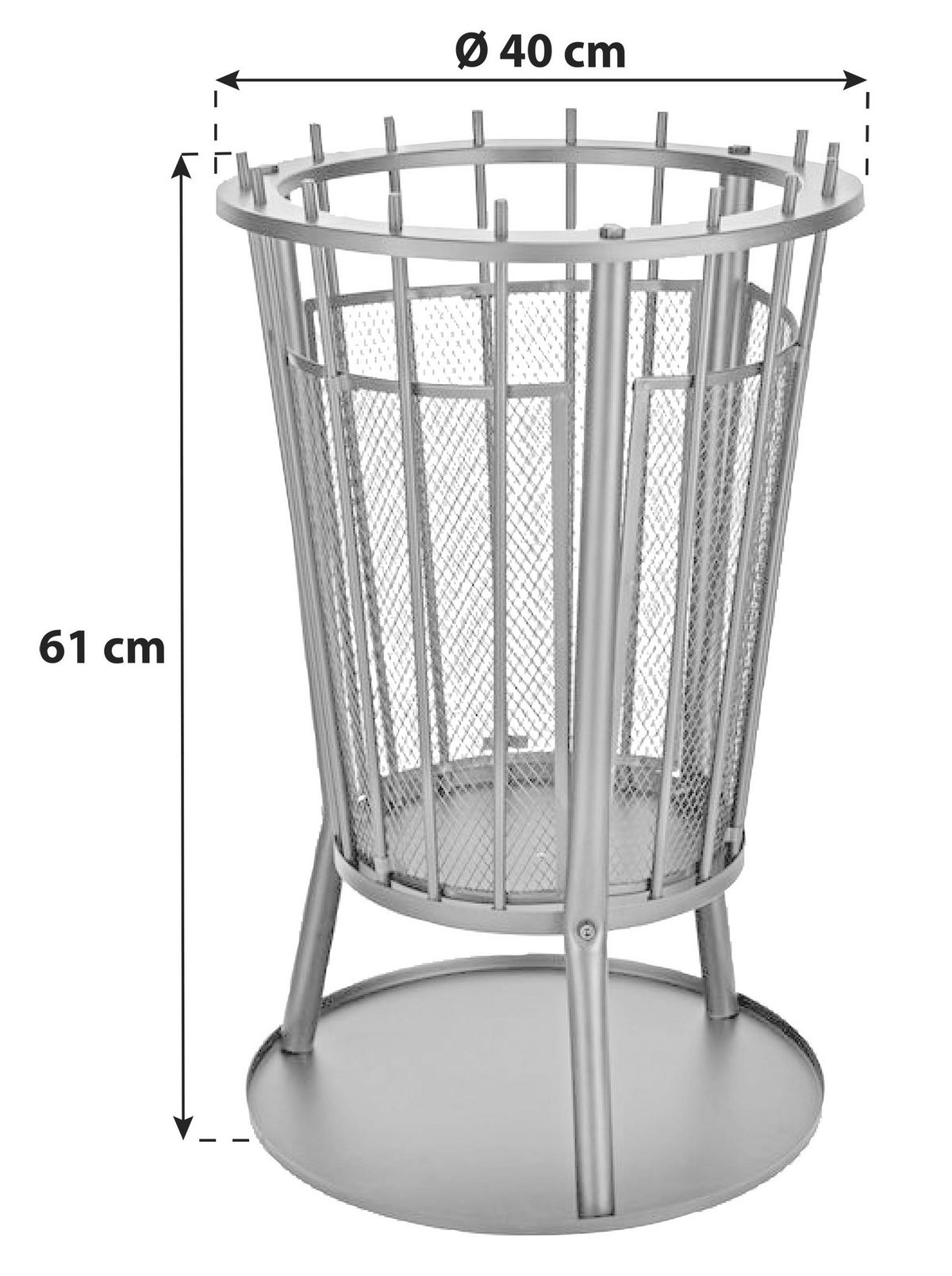 Feuerkorb DxH 40x61 cm mit Funkenschutz Schwarz - Schwarz, Basics, Metall (40/61cm)