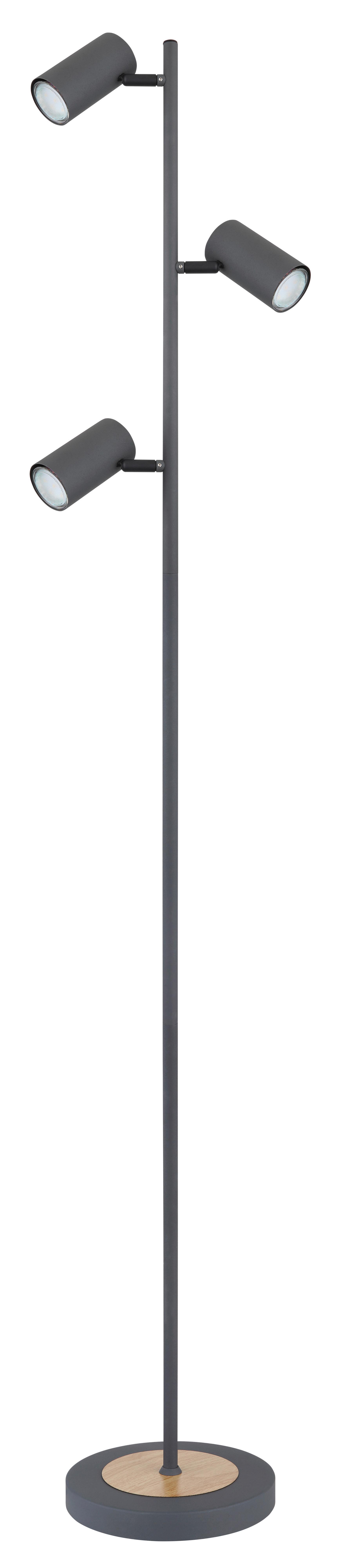 Stehlampe Graphitfarben / Naturfarben verstellbar - Graphitfarben/Naturfarben, Design, Metall (25/23/154cm) - Globo