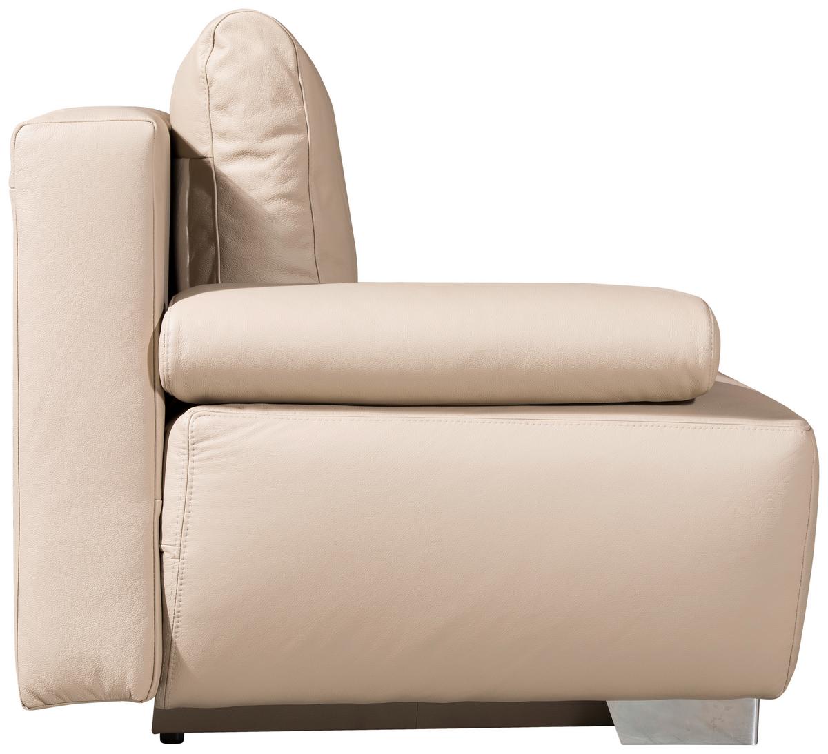 Schlafsofa mit Kissen Nikita Leder - Chromfarben/Beige, KONVENTIONELL, Leder (195/85/90cm) - Livetastic