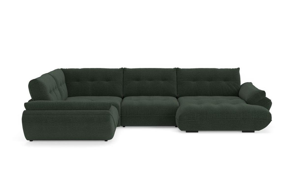 Sedací souprava VIVO U, levá, lesní zelená žinylka - černá/lesní zelená, Moderní, textil/plast (293/402/179cm)