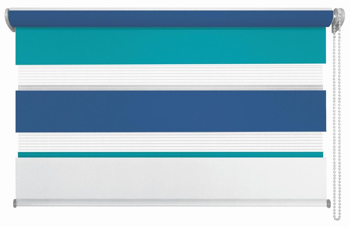 Doppelrollo Just Triple Blau, Grau, Weiß B: 80 Cm - Blau/Weiß, Basics, Textil (80/210cm)