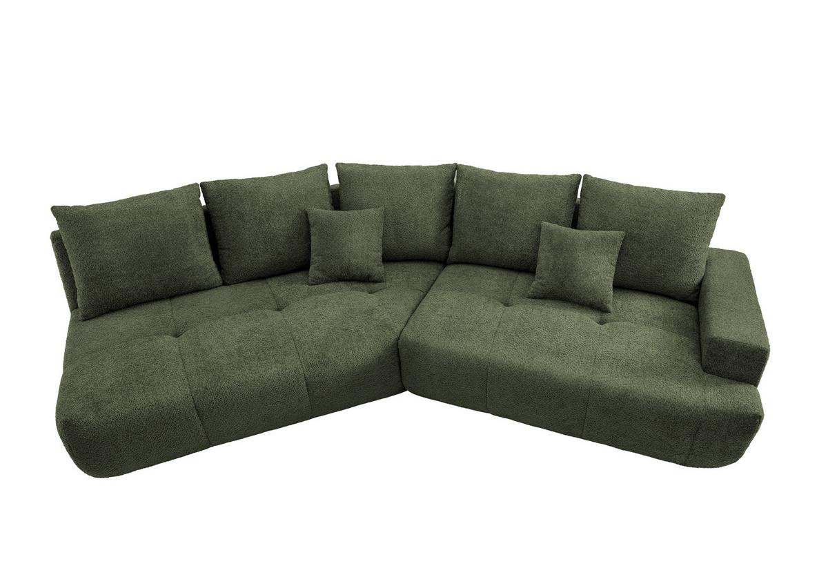 Big Sofa Fertilia Bouclé Dunkelgrün, B: 323 Cm - Dunkelgrün/Schwarz, MODERN, Textil (323/91/155cm) - Livetastic