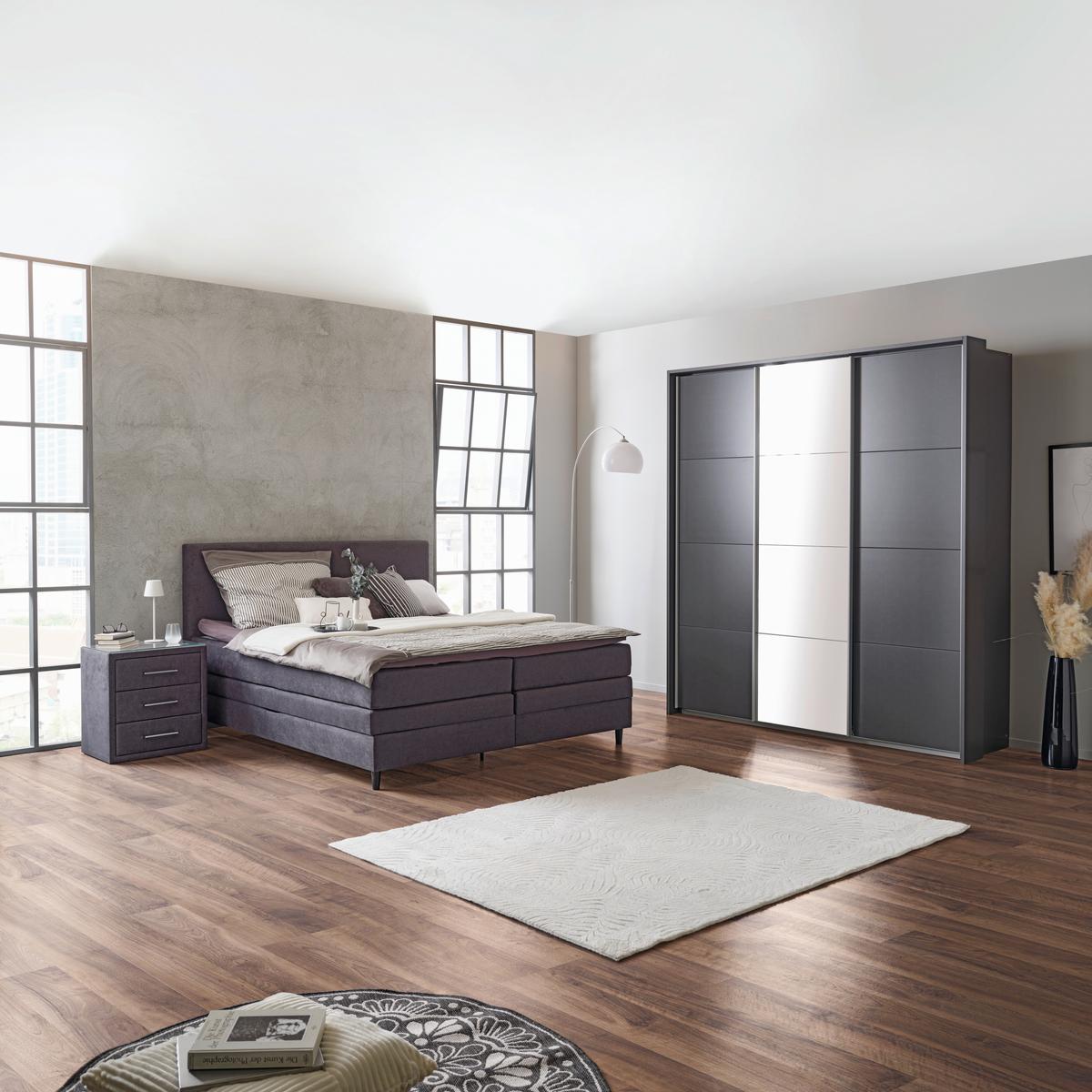 Skriňa s posuvnými dverami MIAMI, Š/V/H:cca 203/229/62cm - sivá/hliníková, Modern, kov/kompozitné drevo (203/229/62cm)