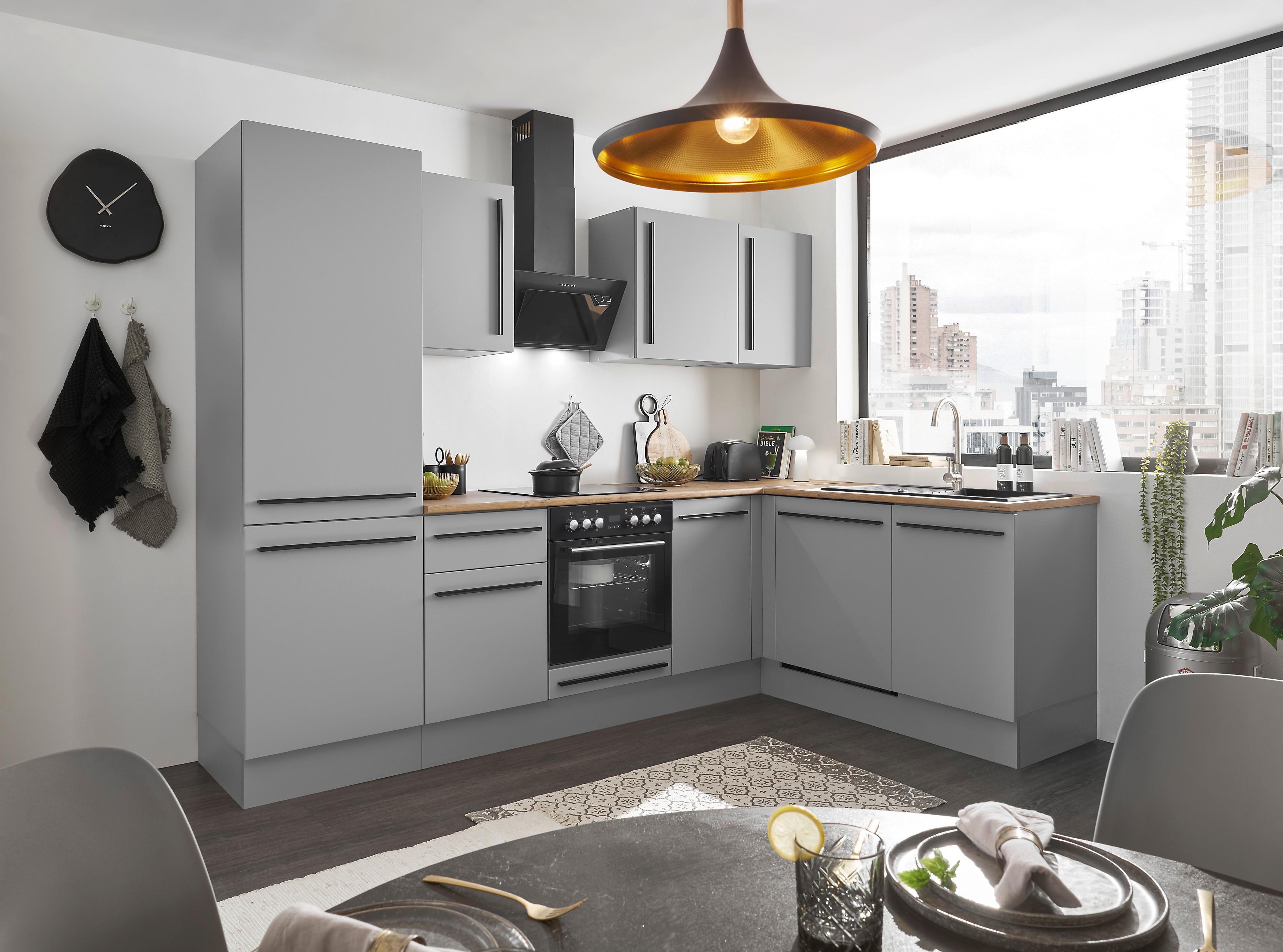 ROHOVÁ KUCHYŇA DENVER - čierna/sivá, Design, kompozitné drevo/plast (280/175cm) - MID.YOU