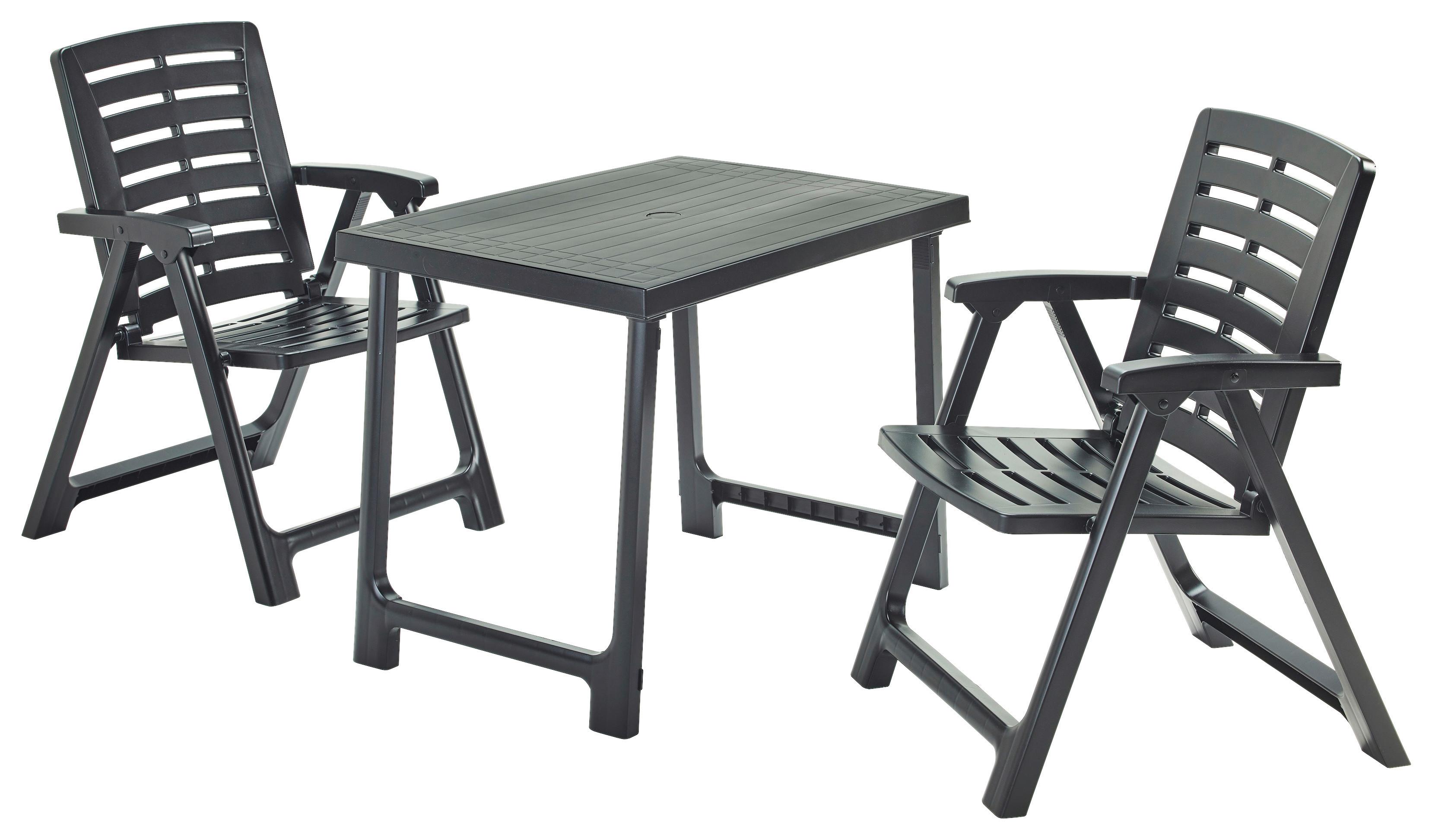 Balkonmöbel Set Pik Nik Aus Kunststoff, Klappbar - Anthrazit, Basics, Kunststoff - Ondega