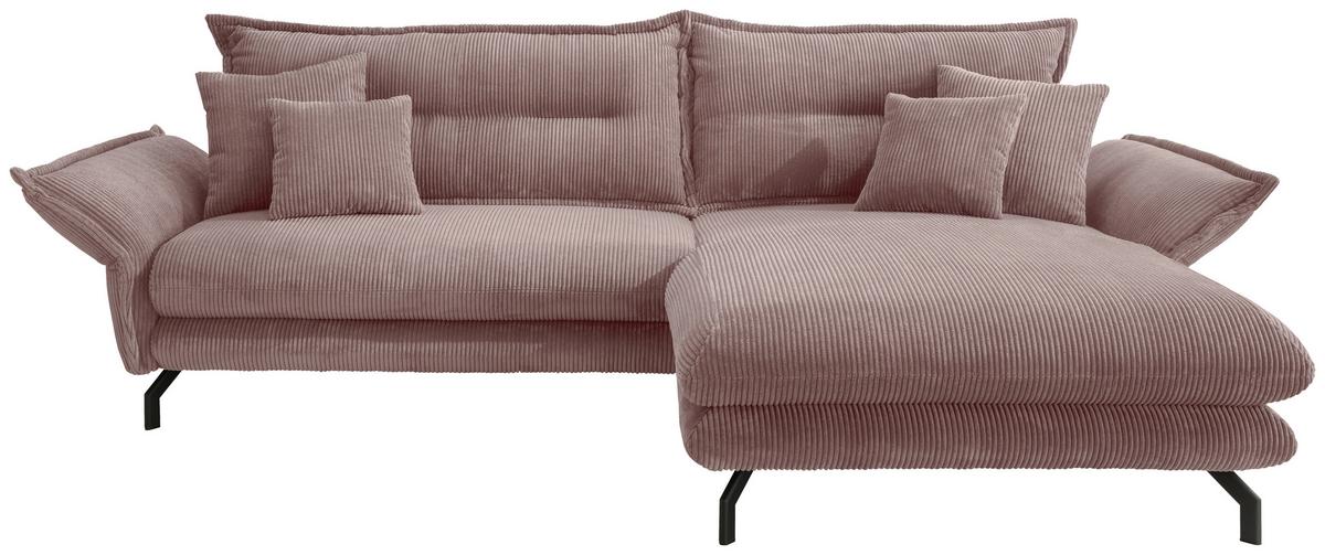 Ecksofa Lava Rosa S: 255/180 Cm - Schwarz/Rosa, MODERN, Textil (255/180cm) - Livetastic
