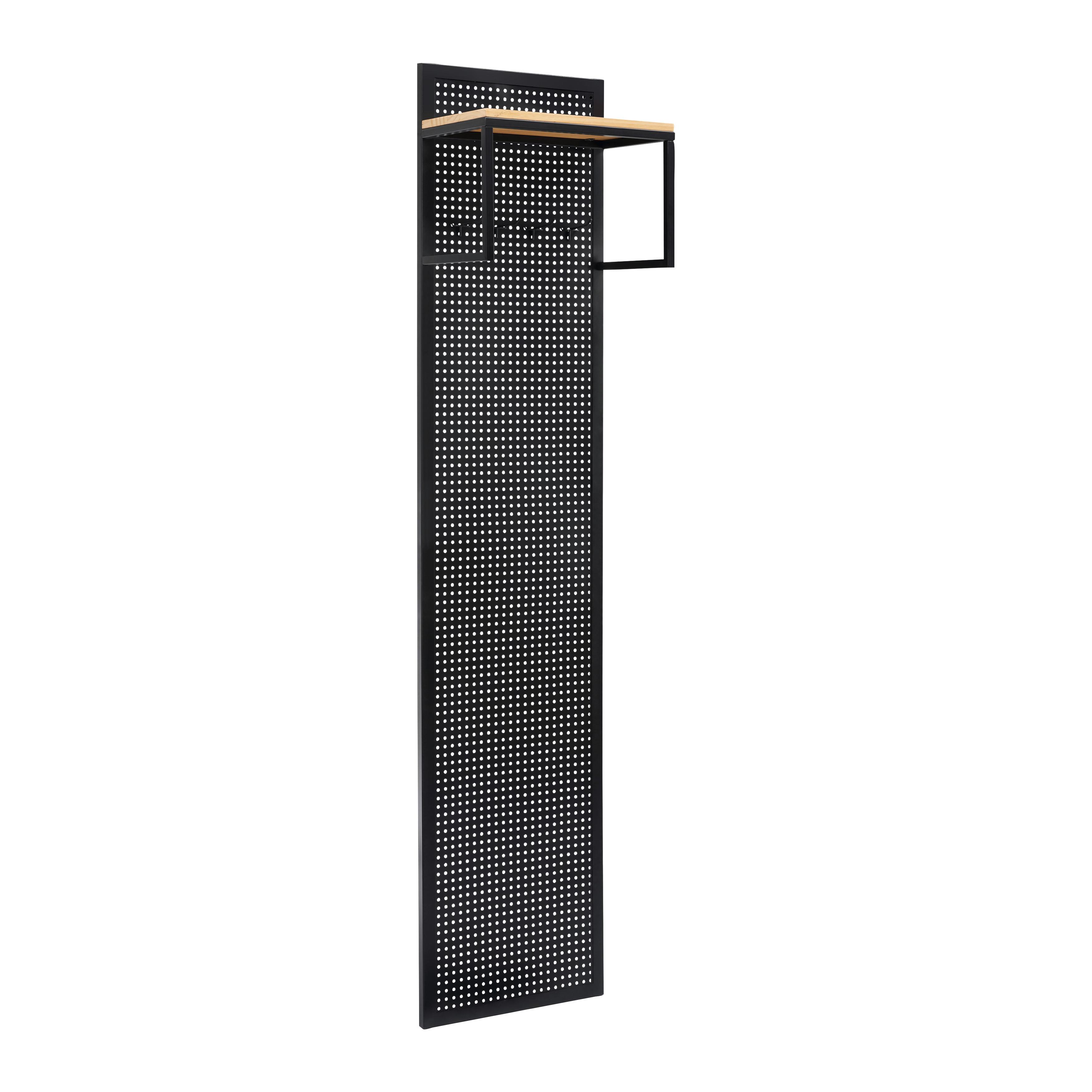 Šatný panel LORENZO - čierna/farba borovice, Modern, kov/drevo (40/180/25cm) - Bessagi Home