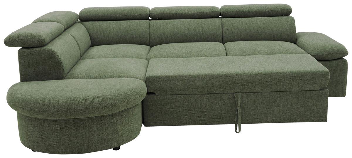 Ecksofa Firenze - Schwarz/Olivgrün, Basics, Textil (219/265cm) - MID.YOU