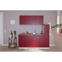 Küchenzeile Economy M. Geräten 180 Cm Rot/nussbaum Dekor - Rot/Nussbaumfarben, Basics, Holzwerkstoff (180cm) - Respekta