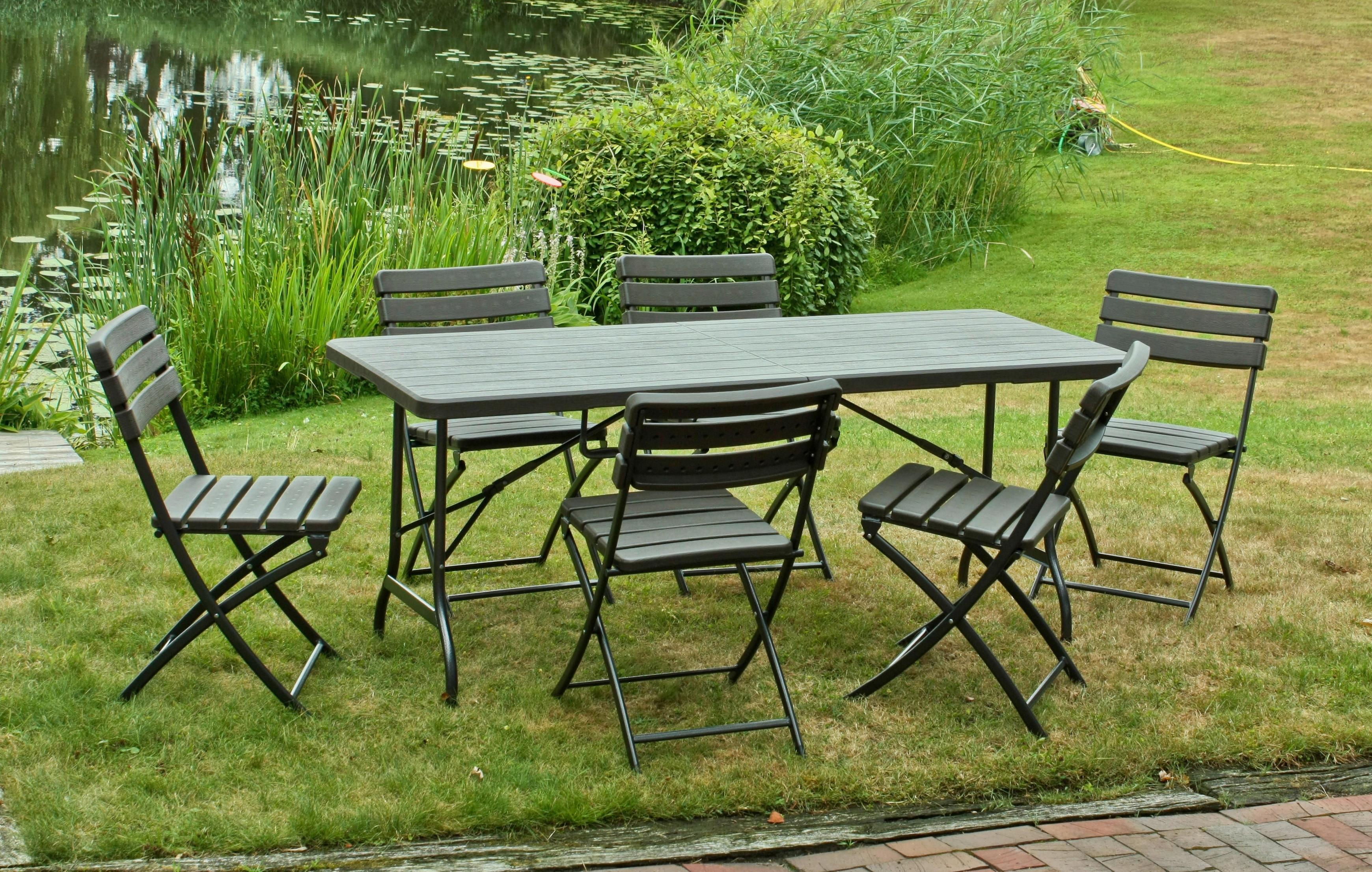 Gartenmöbel Set 7-Tlg. Tabora Kunststoff/Metall - Schwarz/Braun, Basics, Kunststoff/Metall (83/83/54cm) - Gardenson