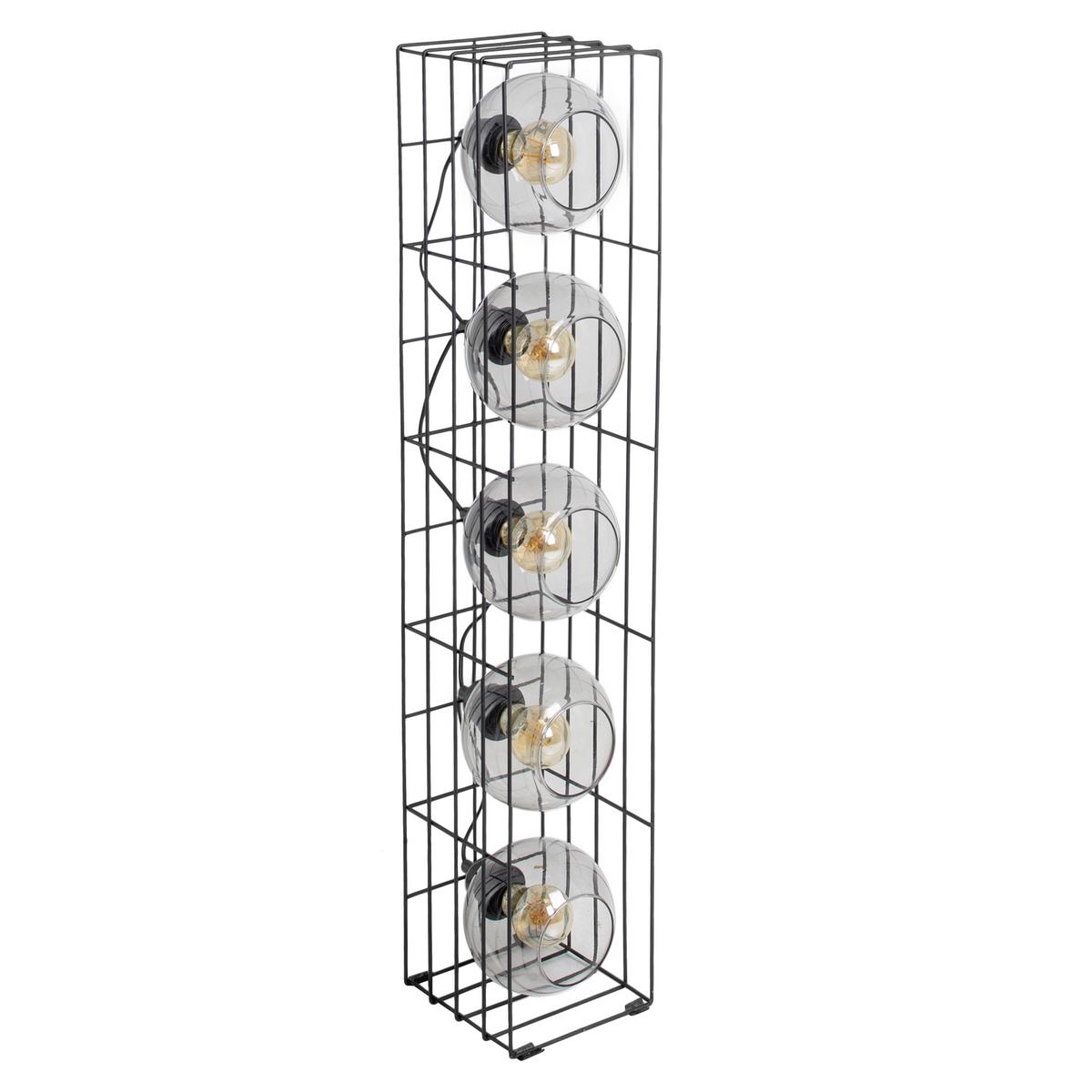 Stehlampe Cesta Schwarz mit Fußschalter - Schwarz, Trend, Glas/Metall (15/130cm) - Näve