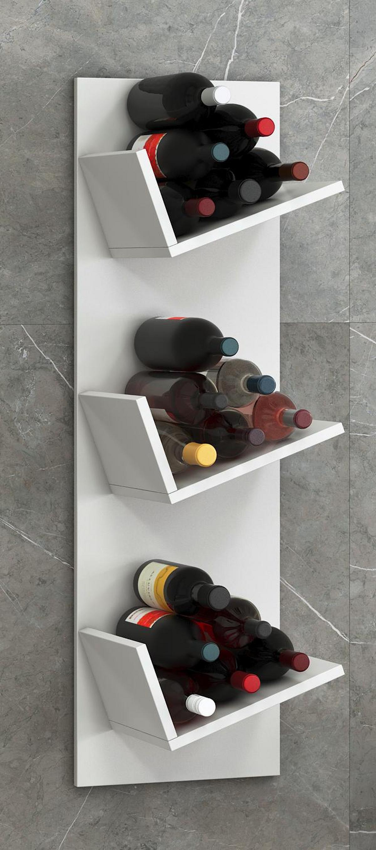 Weinregal Vinosi Weiß B: 33 cm - Weiß, Basics, Holzwerkstoff (33/106,5/25,6cm) - MID.YOU