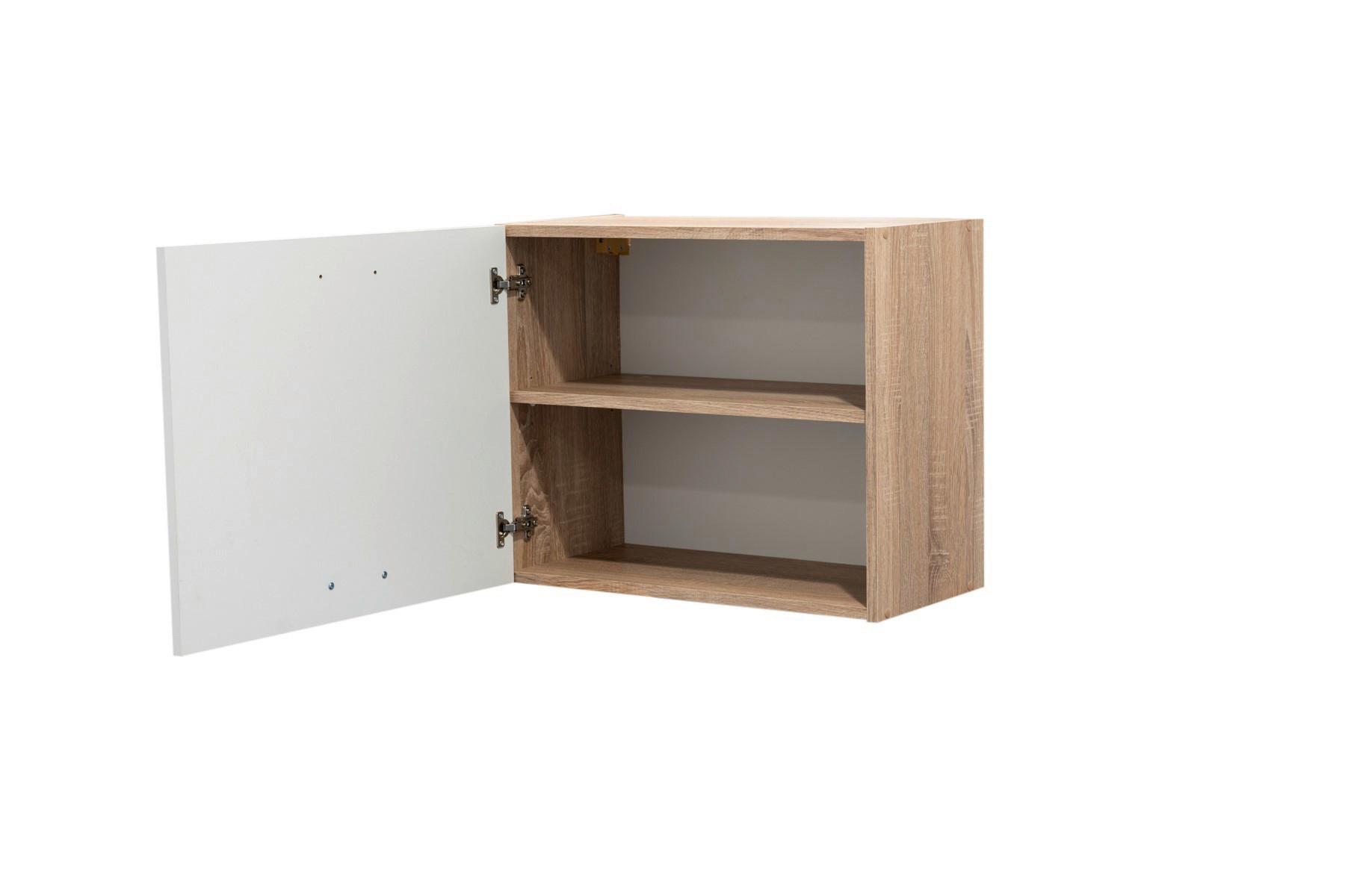 Horní kuchyňská skříňka ANDY šířka/výška: 60/50 cm - bílá/barvy dubu, Basics, kompozitní dřevo/plast (60/50/31cm) - MID.YOU