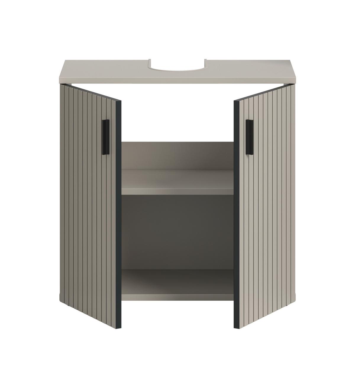 WASCHBECKENUNTERSCHRANK Mone Kaschmir B: 60cm - Kaschmir/Schwarz, Trend, Holzwerkstoff (60/59/30cm) - MID.YOU