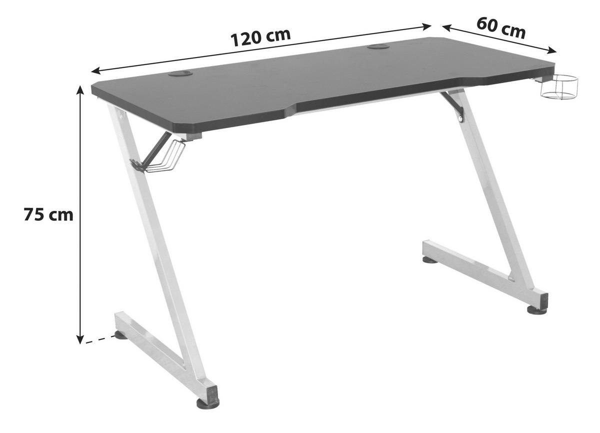 Gamer Asztal Graz *top Ár* - fekete/piros, Modern, faalapú anyag/fém (120/75/60cm) - Best Price