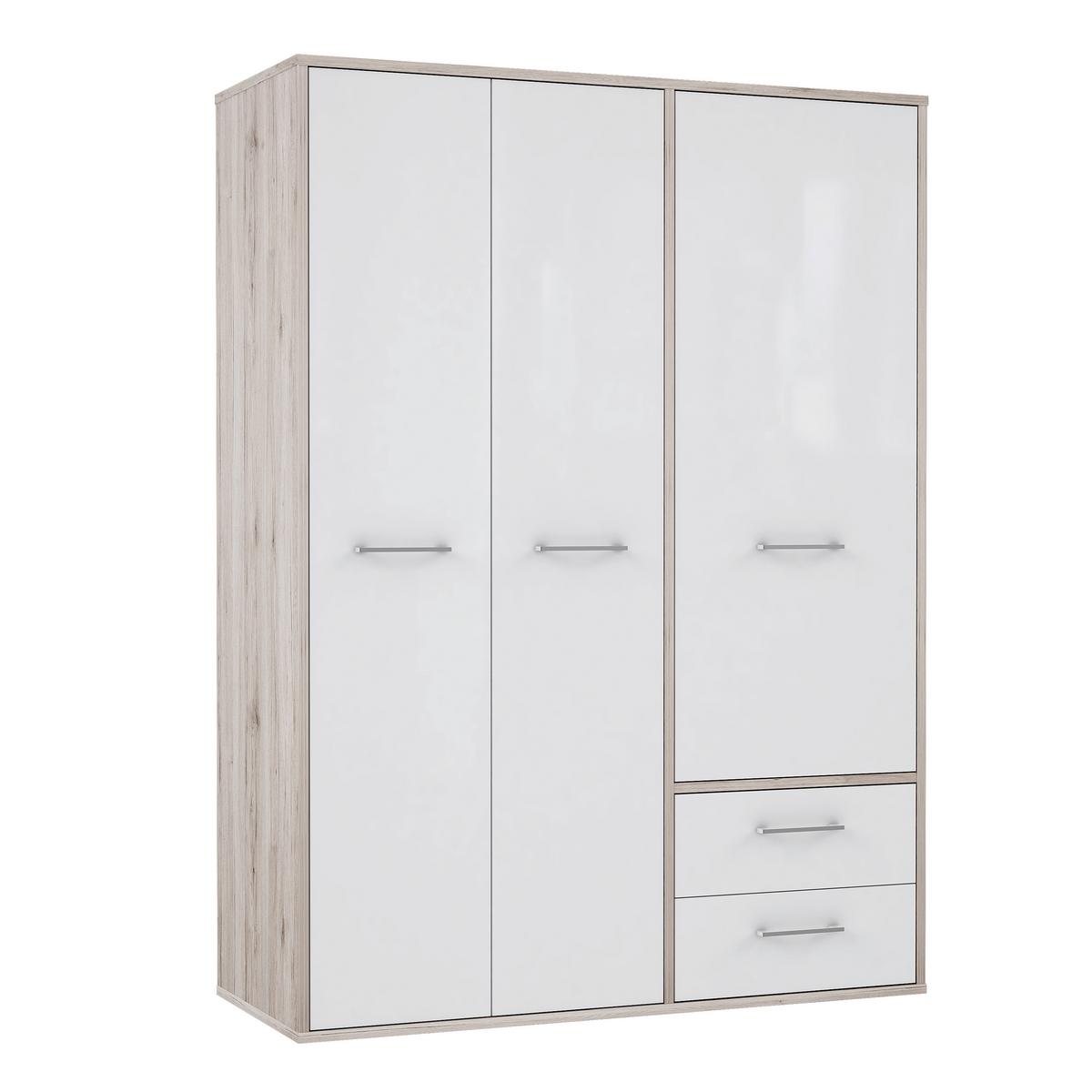Drehtürenschrank Jandia - Eichefarben/Weiß, KONVENTIONELL, Holzwerkstoff/Kunststoff (147/201,5/60cm) - MID.YOU