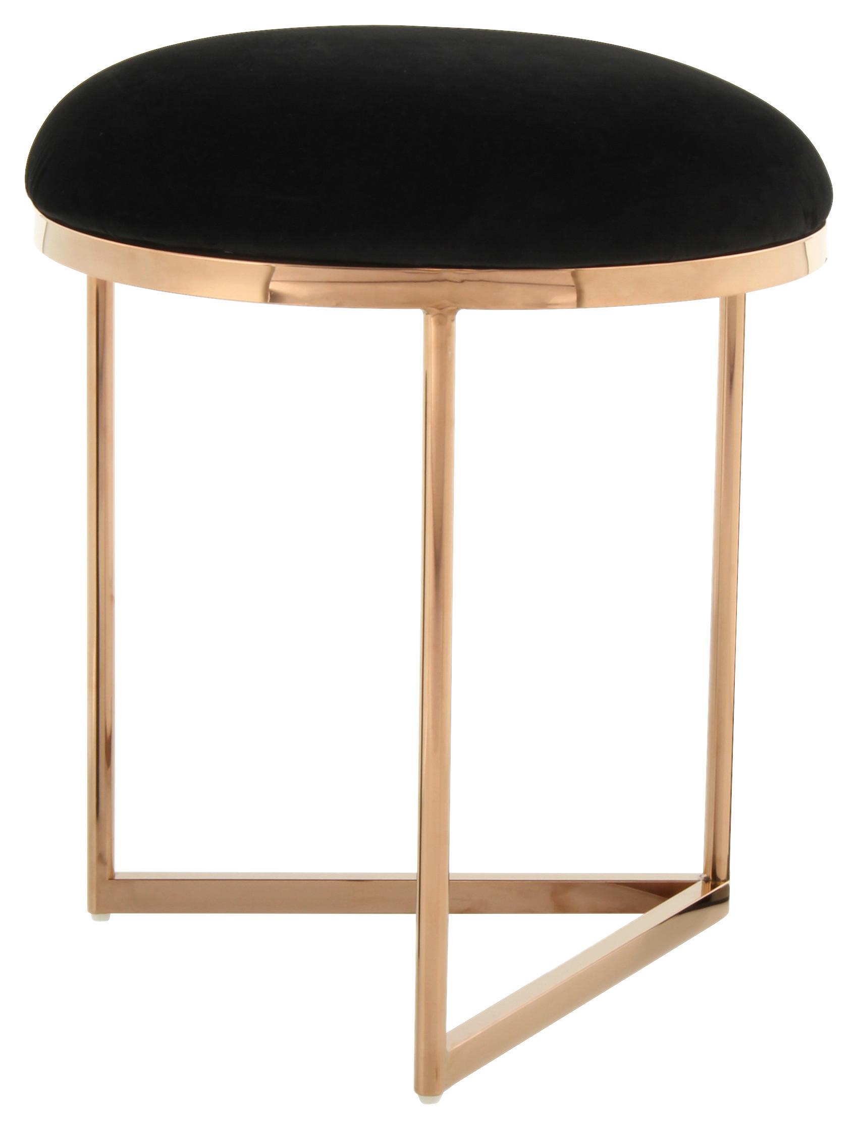 Hocker Wynona 325 Schwarz/Rosegold D: 40 cm - Roségold/Schwarz, Design, Textil (40/49cm) - Kayoom