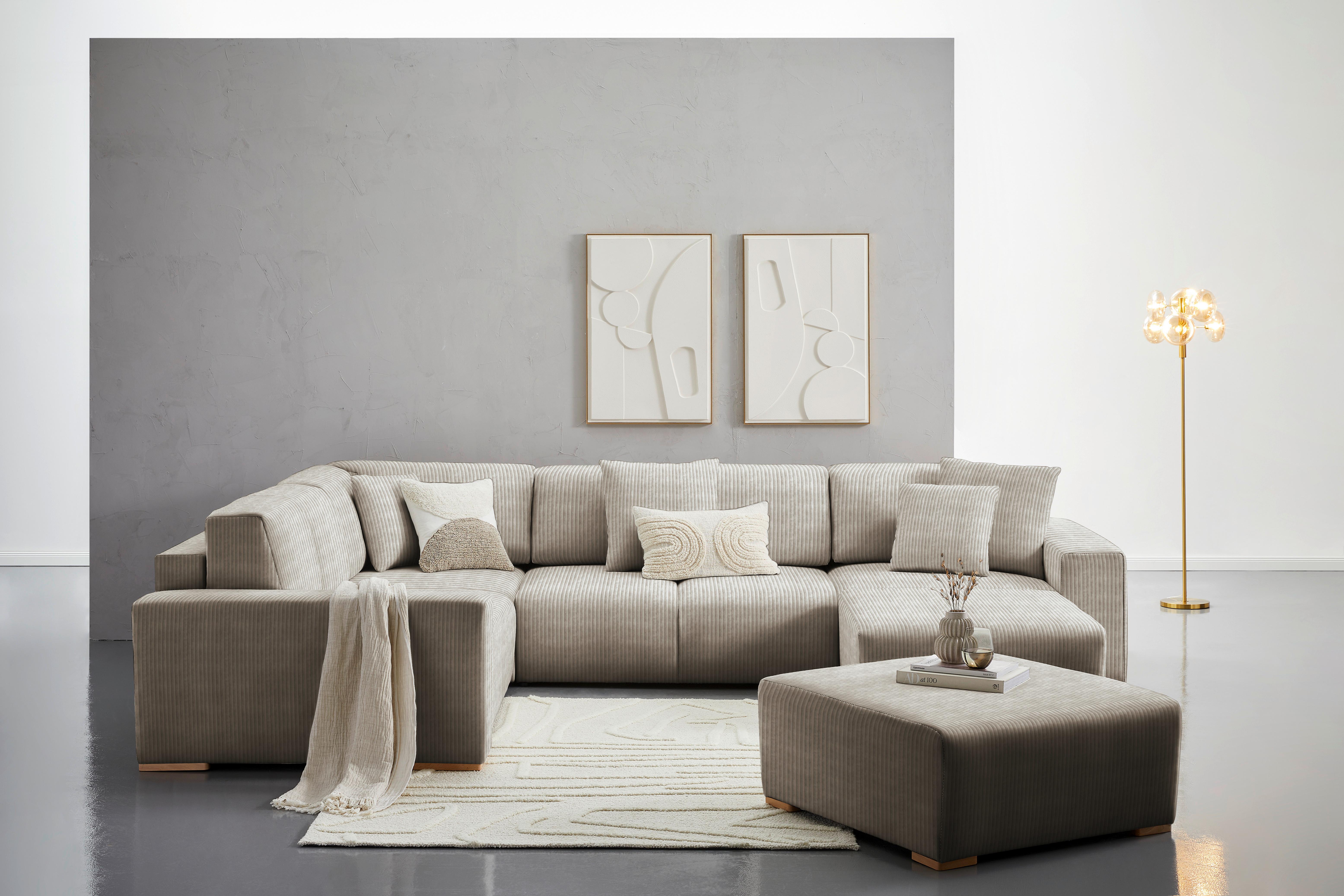 Wohnlandschaft Vouge U: 283x371x208 Cm - Taupe/Buchefarben, KONVENTIONELL, Textil (283/371/208cm) - Livetastic