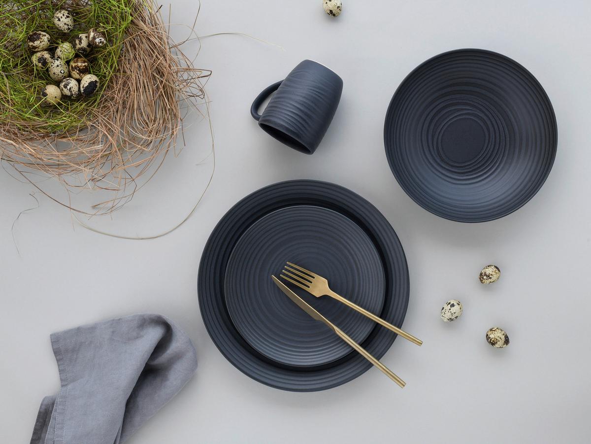 Kaffeebecherset Lava Stone 6--Teilig., Dunkelgrau - Dunkelgrau, Basics, Keramik - Creatable