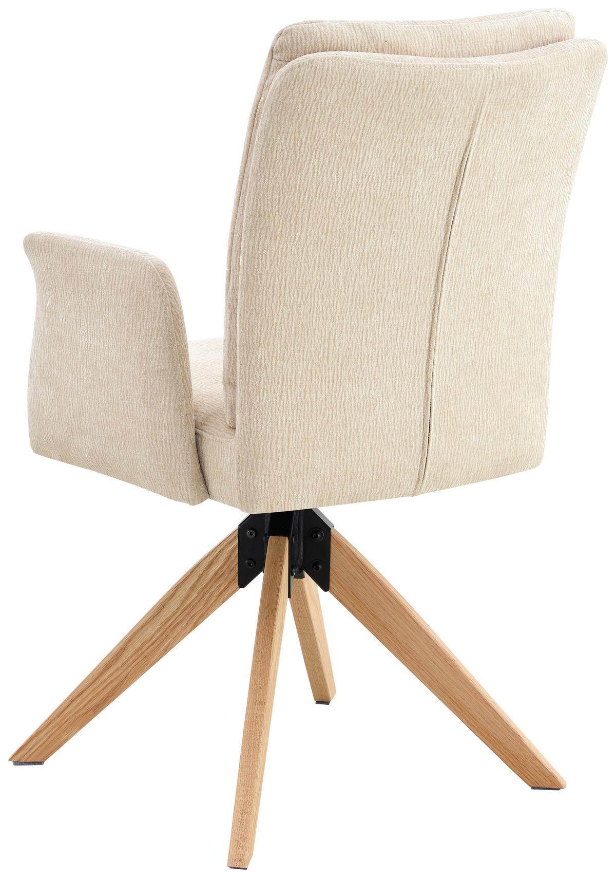 Armlehnstuhl Matei Webstoff Beige, B: 60 Cm - Beige/Naturfarben, KONVENTIONELL, Holz/Textil (60/94/66cm) - Livetastic