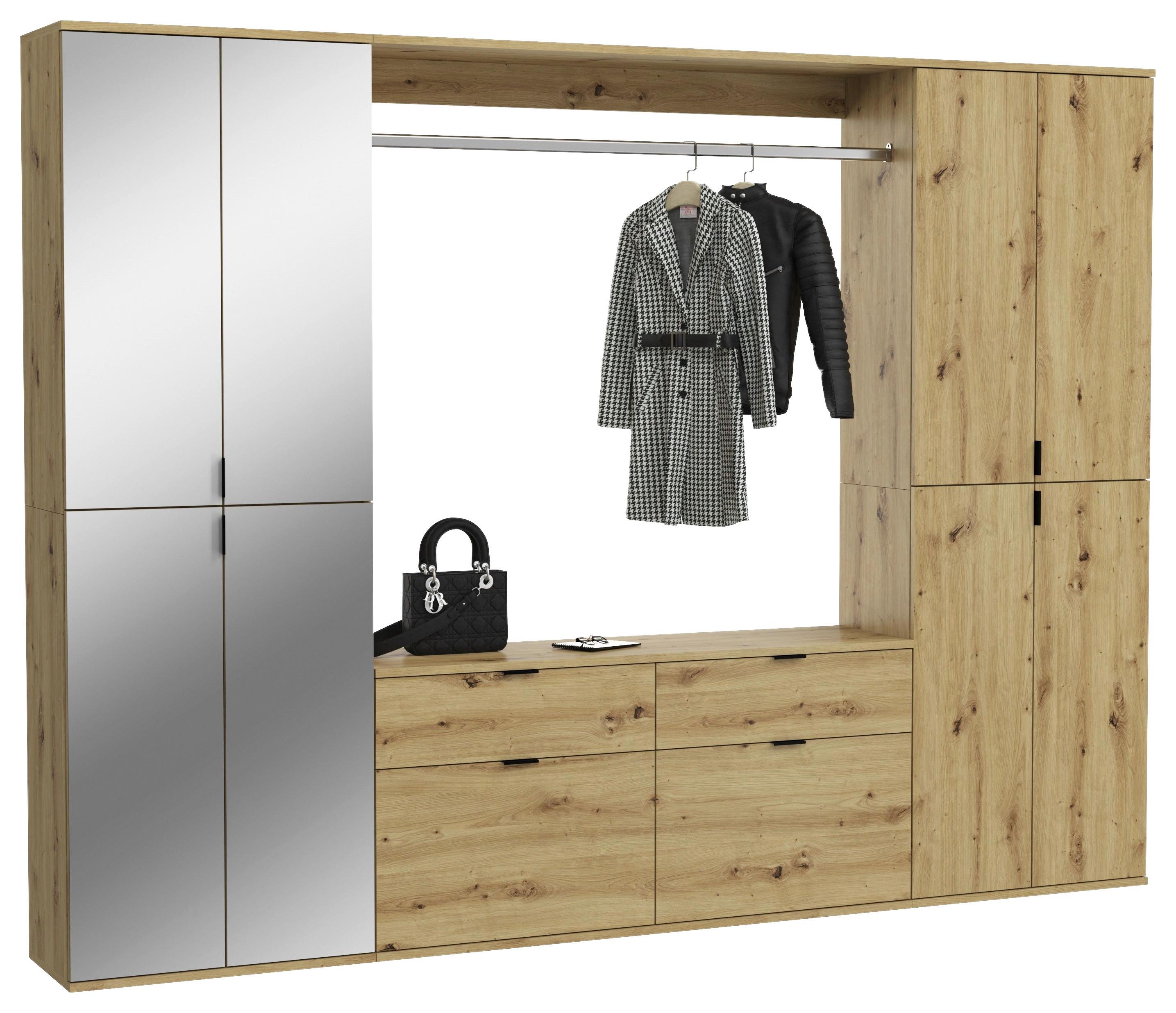 Garderobe Projekt X Eiche Artisan B: 243 cm - KONVENTIONELL, Glas/Holzwerkstoff (243/193/34cm) - MID.YOU