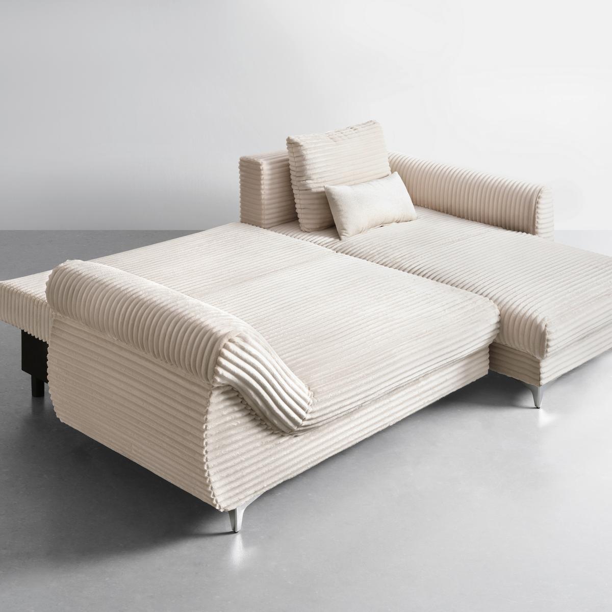 Sedačka Alantis Lux, pravá, krémová - černá/krémová, Lifestyle, kov/dřevo (263/175cm) - Mömax