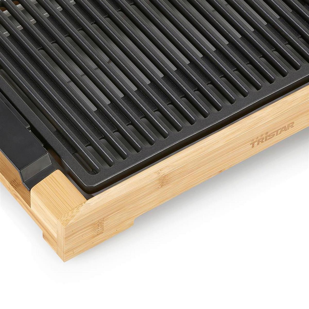 Tischgrill Tristar 2000 W, Antihaftbeschichtet - Schwarz, Basics, Holz/Metall (37/25/10cm)