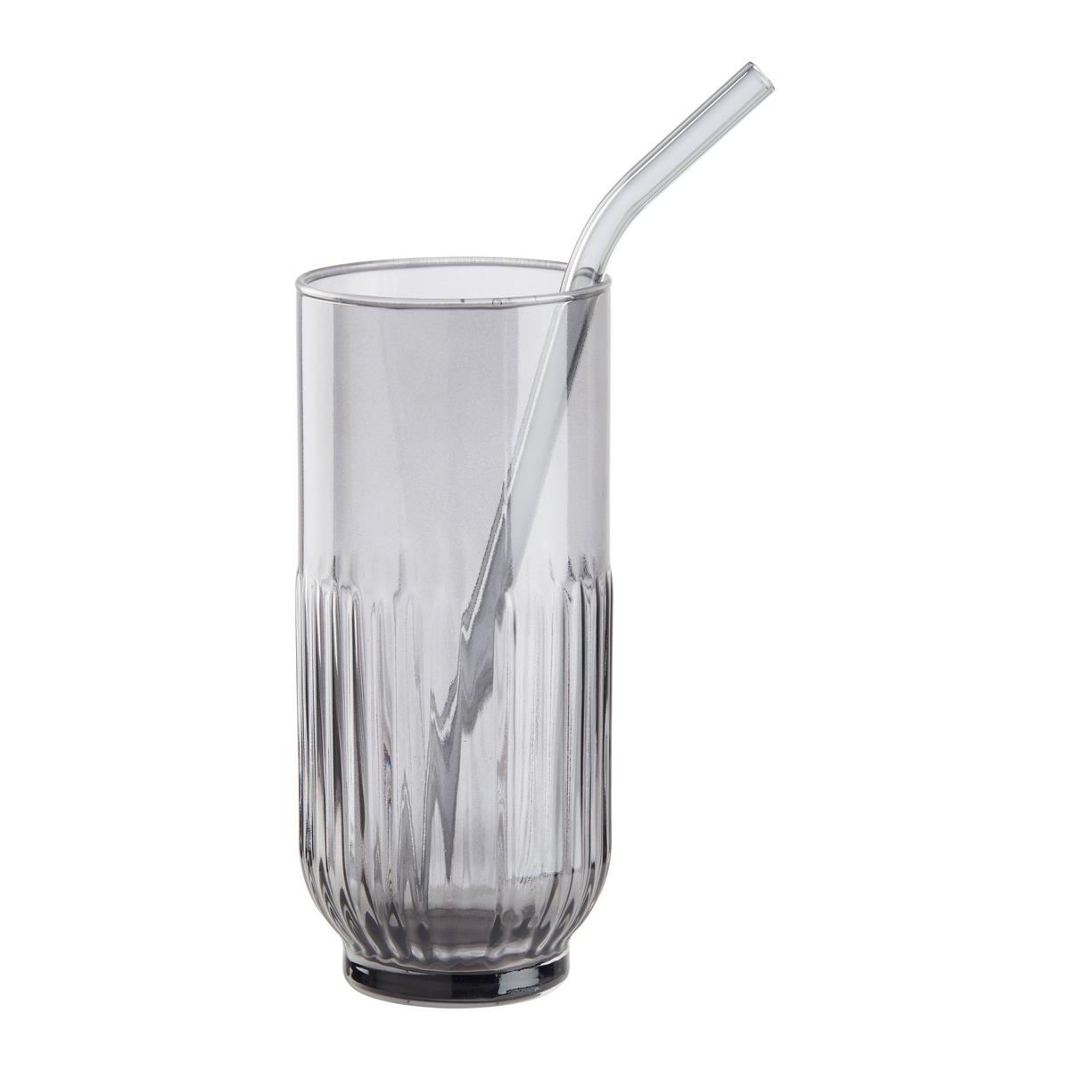SLAMKA NA PITIE JESSY - priehľadné/čierna, sklo (20cm) - Premium Living