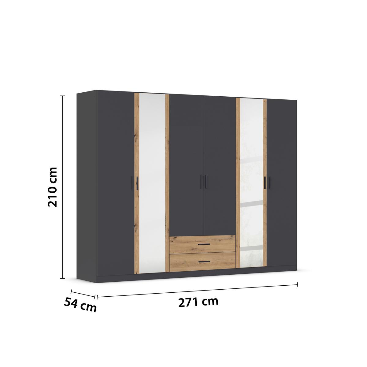 Kleiderschrank Despina - Eiche Artisan/Grau, KONVENTIONELL, Holzwerkstoff (271/210/54cm)