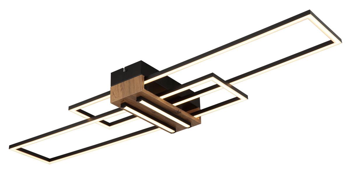 LED-Deckenleuchte Dakari Schwarz Weiß Dunkelbraun - Dunkelbraun/Schwarz, Natur, Holzwerkstoff/Kunststoff (100/25/9,7cm) - Globo