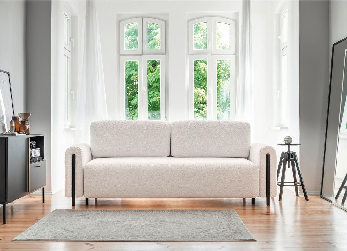 Schlafsofa Arcadova Weiß/schwarz B: 244cm - Schwarz/Weiß, Design, Textil (244/97/97cm) - MID.YOU