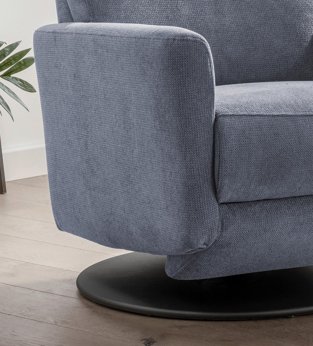 Relaxsessel Centrale T: 87-154 Cm, Hellblau - Schwarz/Hellblau, MODERN, Textil (77/105/87-154cm) - Livetastic