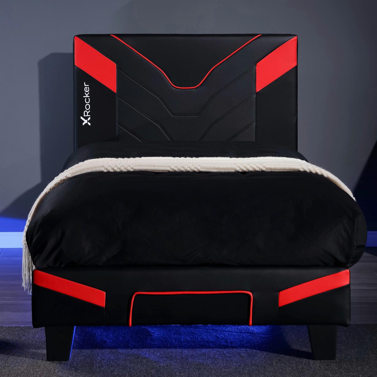 Bett Cerberus - Rot/Schwarz, MODERN, Holzwerkstoff/Kunststoff (90/190cm) - X Rocker