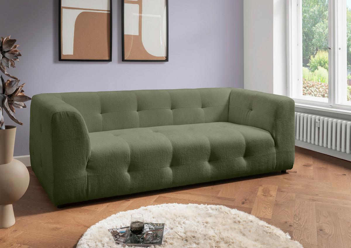 2,5-Sitzer Velice, Grün B: 218 cm - Schwarz/Grün, Design, Textil (218/72/95cm) - Livetastic