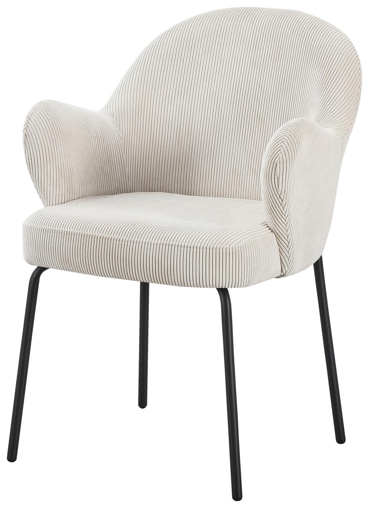 Armlehnstuhl Kala Beige B: 58 cm - Beige/Schwarz, MODERN, Textil/Metall (58/82/63cm) - Livetastic