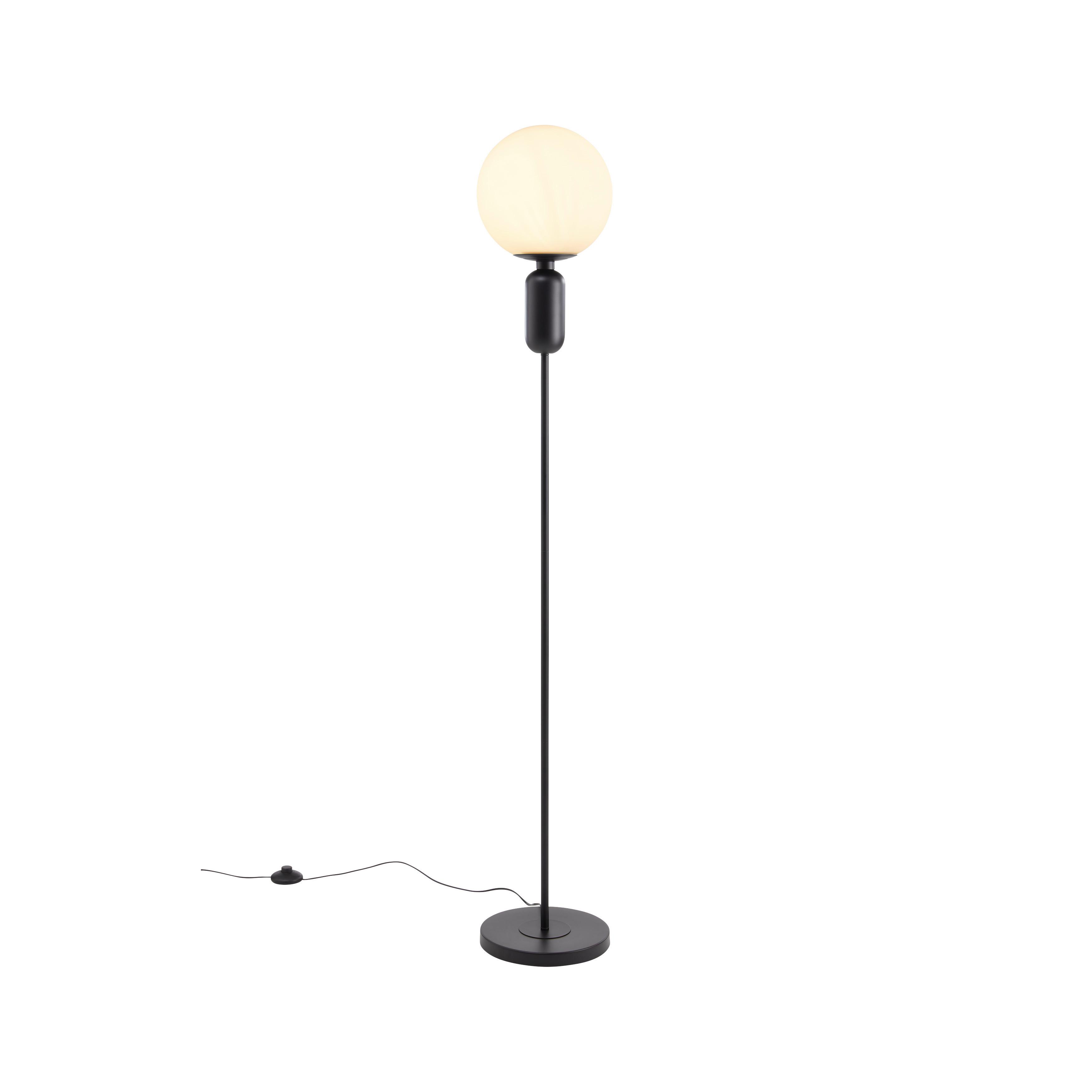 Stojaca lampa Tiano čierna - čierna, Modern, kov/sklo (25/155cm) - Bessagi Home